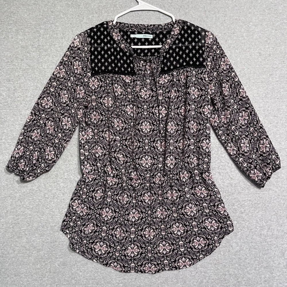 Maurices Top Womens Small Tunic Pullover Semi Sheer 3/4‎ Sleeve